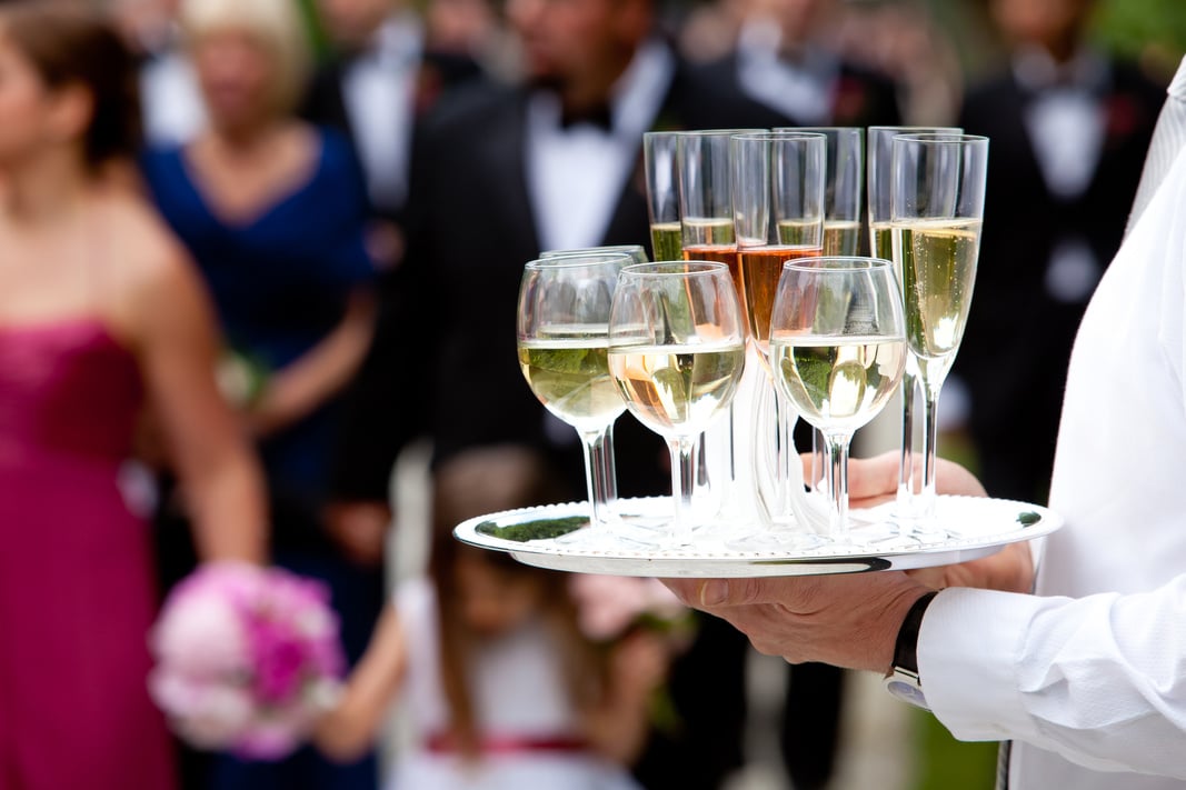 Wedding drinks served by a waiter